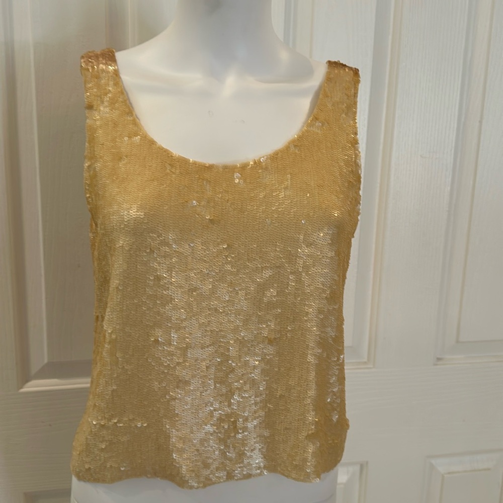 Vintage gold sequined tank from Lafayette 148 New York. Size  Medium.